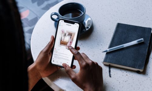 woman scrolling on instagram