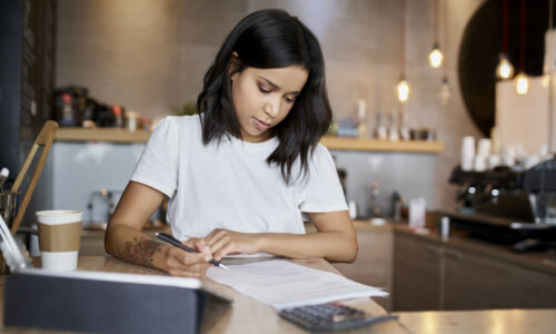 Woman planning her business